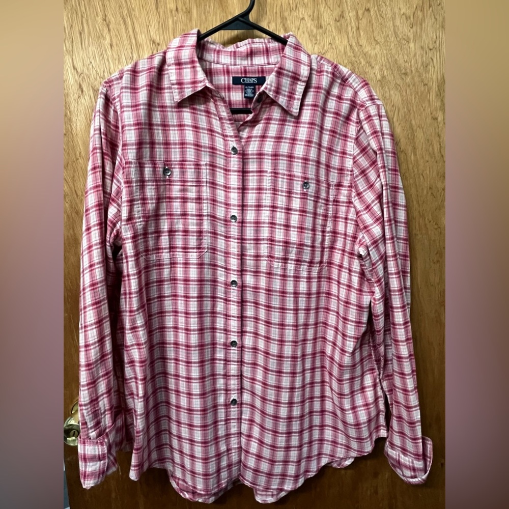 Woman’s Size Xl Chaps Button Down Flannel Shirt - image 1